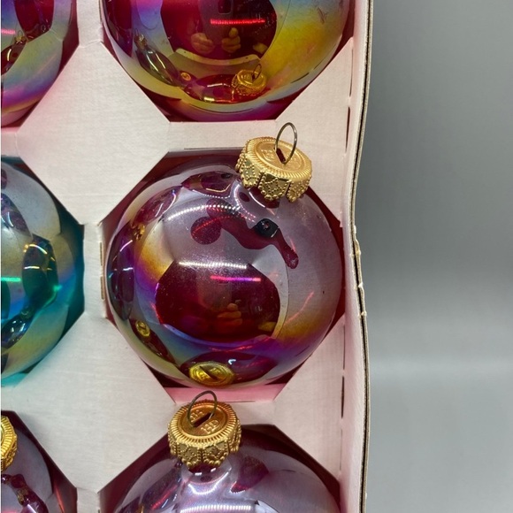 Holly Vintage Christmas Ornaments Glass Balls 6 ct Original Box - Picture 9 of 10